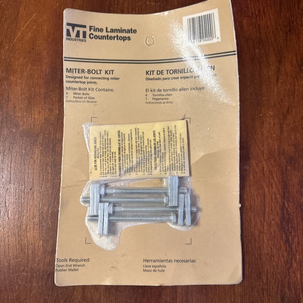VT Industries Countertops Miter-Bolt Kit 4 Miter Bolts & Glue New Factory Sealed